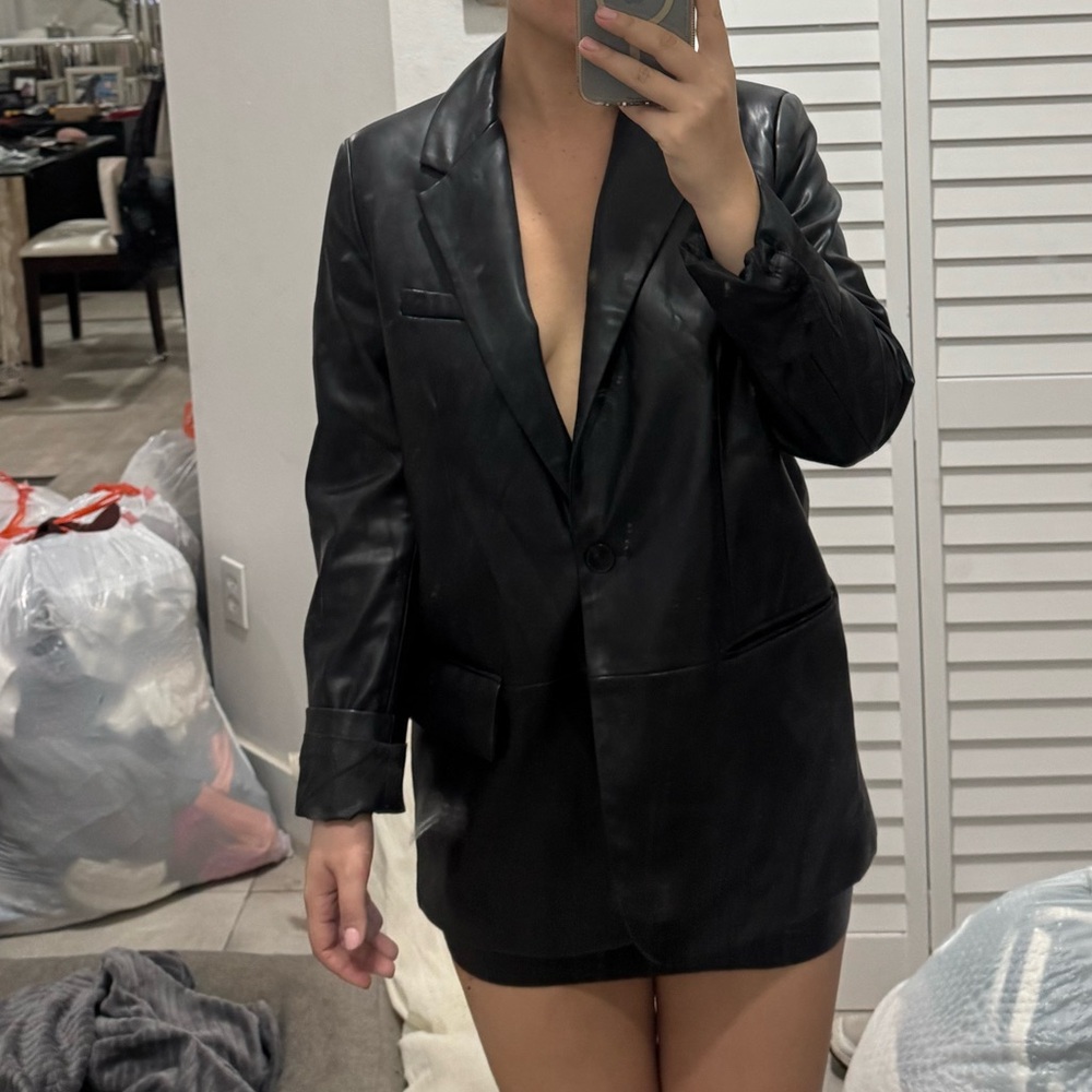 Zara Leather Blazer